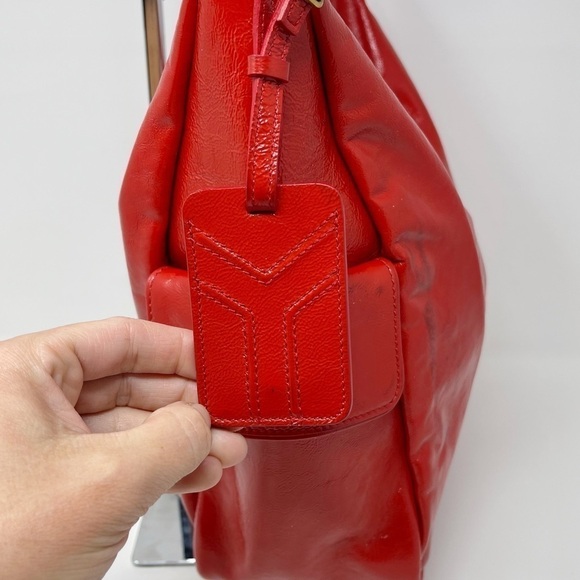 YSL Yves Saint Laurent Multy Large Hobo Bag Red Patent Leather - Picture 10 of 15